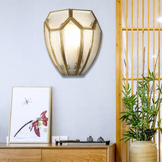 Geometric Wall Lamp With Hand Blown Glass And Gold Finish - Traditional Metal Sconce