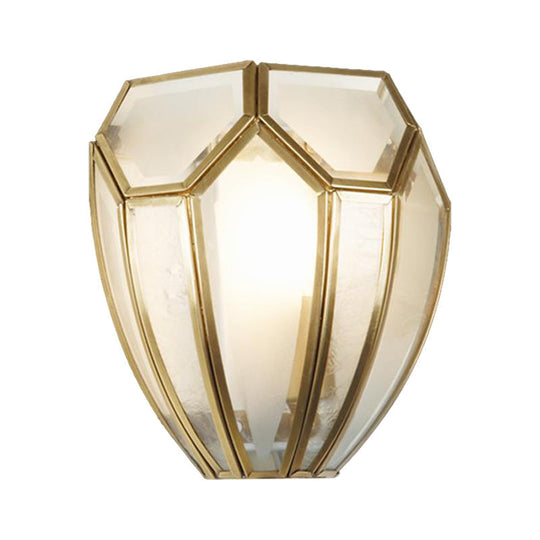 Geometric Wall Lamp With Hand Blown Glass And Gold Finish - Traditional Metal Sconce