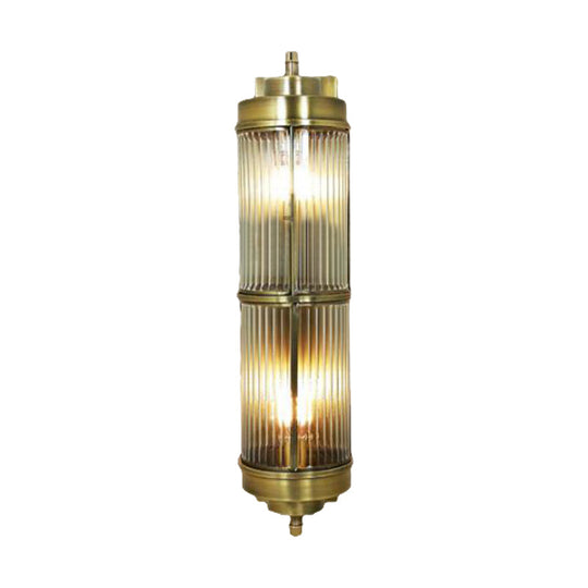 Golden Ribbed Glass Wall Sconce Lamp With 1 Head - Colonial Style