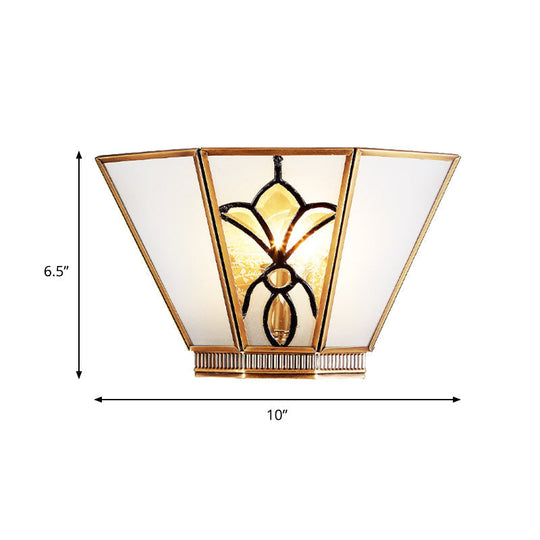 Opaline Glass Gold Finish Trapezoid Wall Sconce - Single Light Colonial Lamp