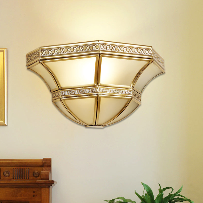 Opal Glass Flared Wall Mount Sconce - Traditional Gold Finish 1 Light