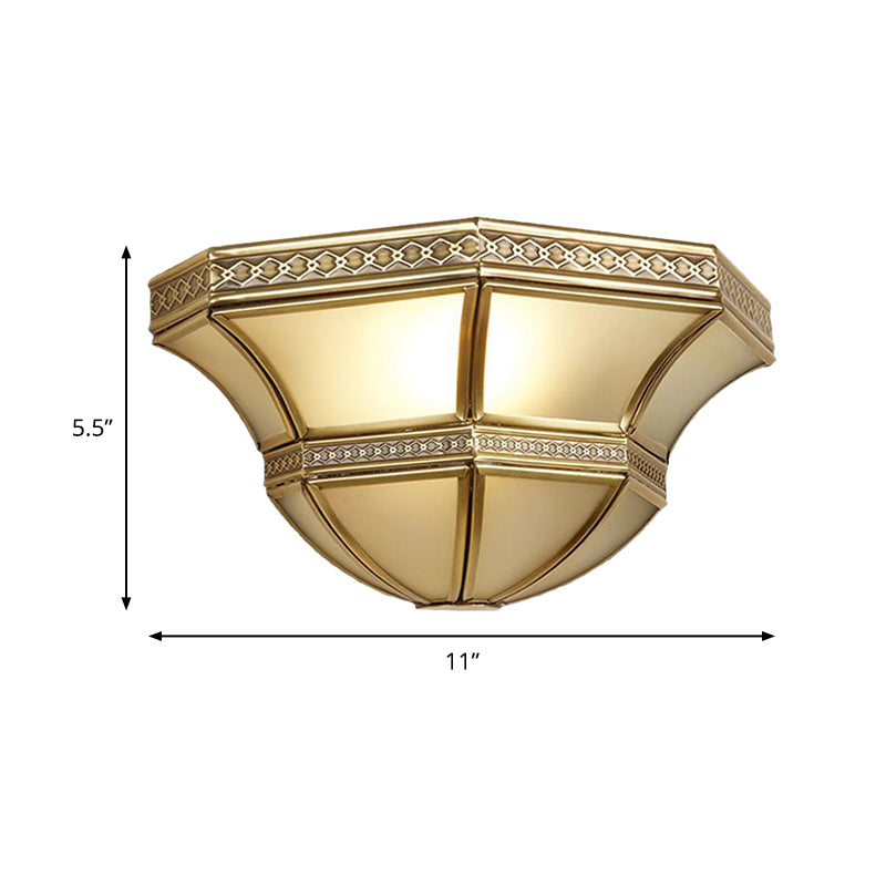 Opal Glass Flared Wall Mount Sconce - Traditional Gold Finish 1 Light