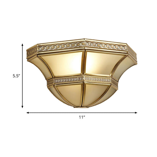 Opal Glass Flared Wall Mount Sconce - Traditional Gold Finish 1 Light