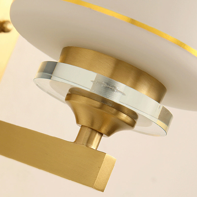 Opal Frosted Glass Wall Sconce In Gold Traditional Swastika Design