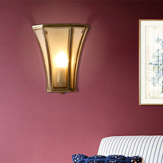 Vintage Gold Flush Mount Wall Sconce With Opal Glass