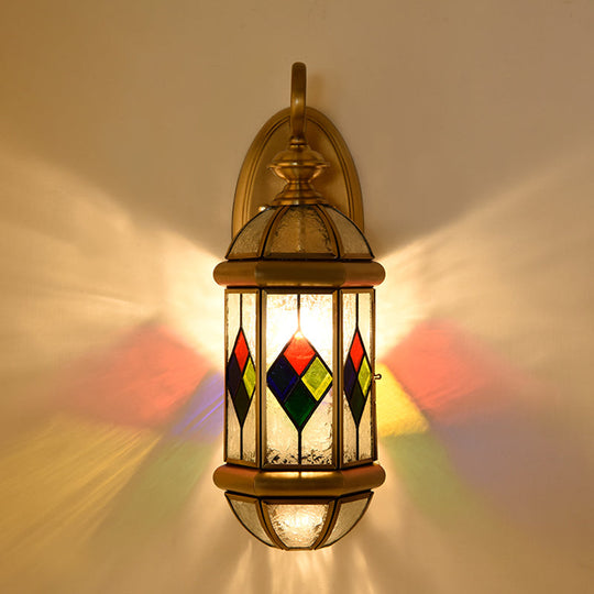 Classic Brass Wall Sconce With Ripple Glass And Gold Capsule Light