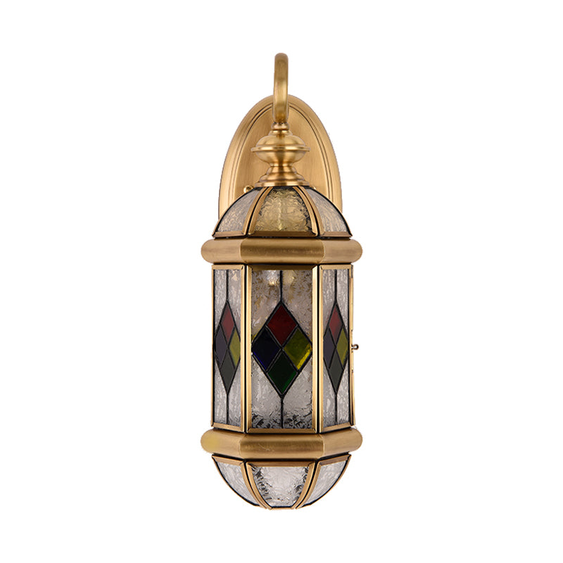 Classic Brass Wall Sconce With Ripple Glass And Gold Capsule Light