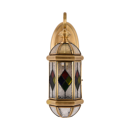 Classic Brass Wall Sconce With Ripple Glass And Gold Capsule Light