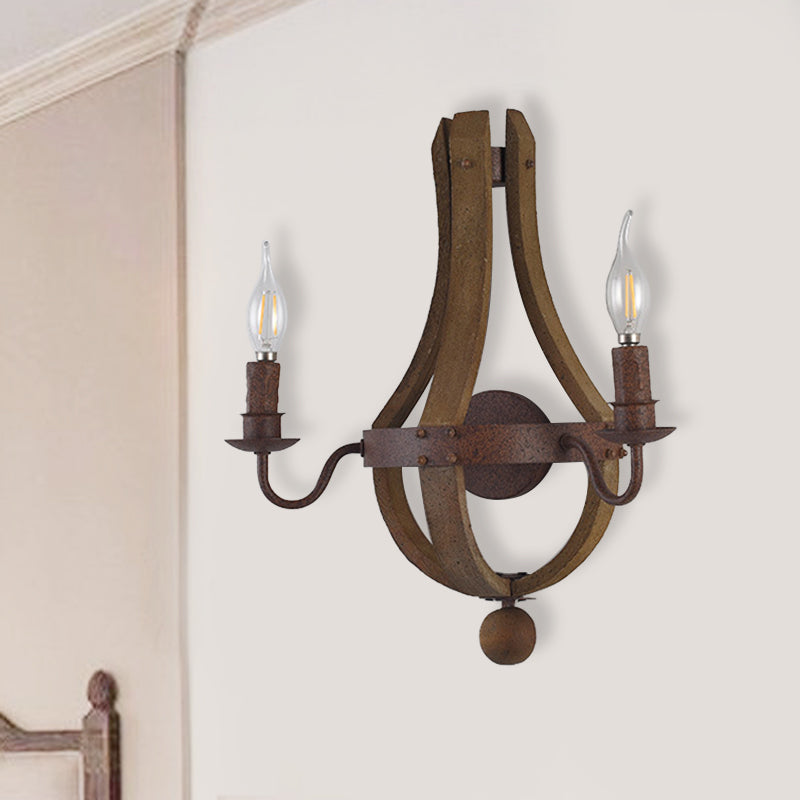 Rustic Candle Metal Sconce Light - 8/11.5/15 Wide Country Style 1/2/3 Lights Dining Room Wall