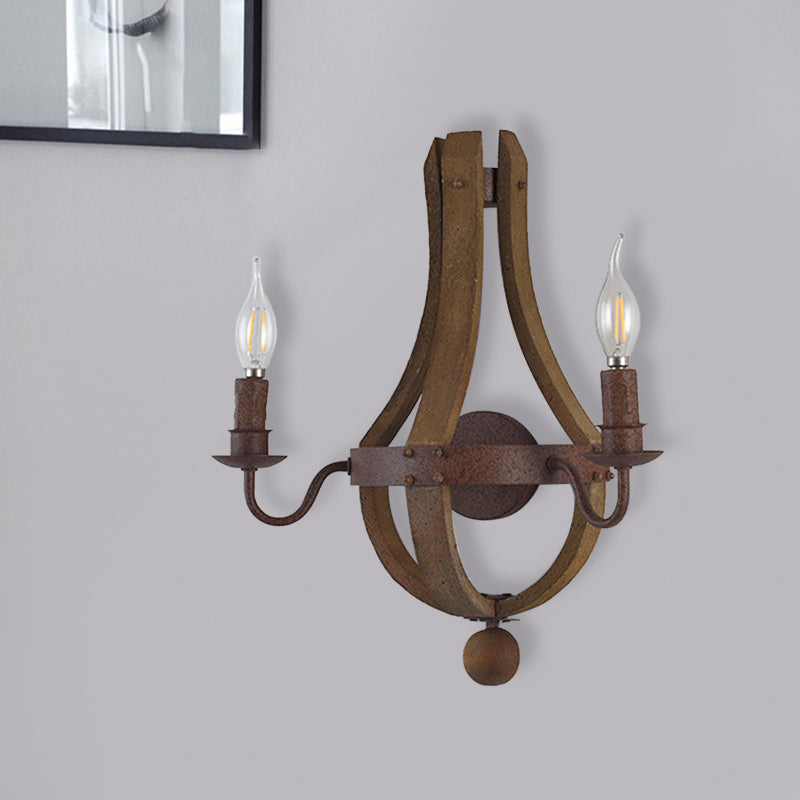 Rustic Candle Metal Sconce Light - 8/11.5/15 Wide Country Style 1/2/3 Lights Dining Room Wall