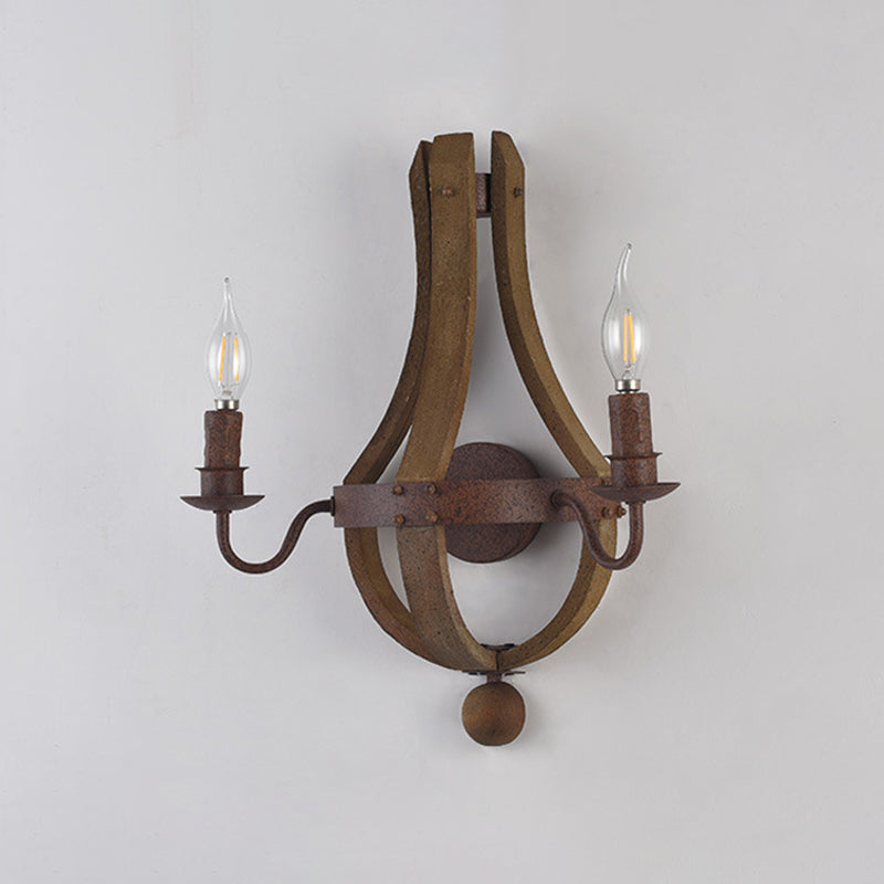 Rustic Candle Metal Sconce Light - 8/11.5/15 Wide Country Style 1/2/3 Lights Dining Room Wall