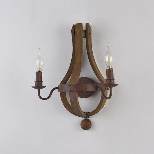 Rustic Candle Metal Sconce Light - 8/11.5/15 Wide Country Style 1/2/3 Lights Dining Room Wall