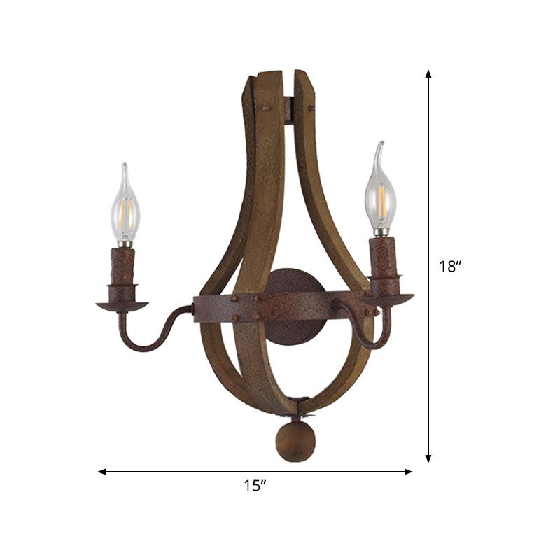 Rustic Candle Metal Sconce Light - 8/11.5/15 Wide Country Style 1/2/3 Lights Dining Room Wall