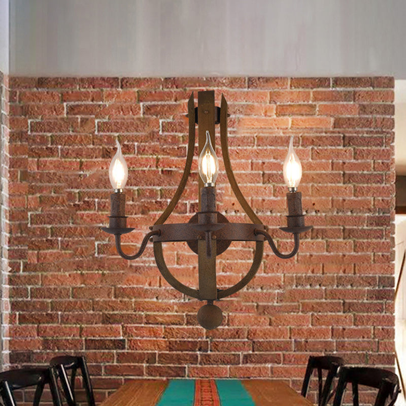 Rustic Candle Metal Sconce Light - 8/11.5/15 Wide Country Style 1/2/3 Lights Dining Room Wall