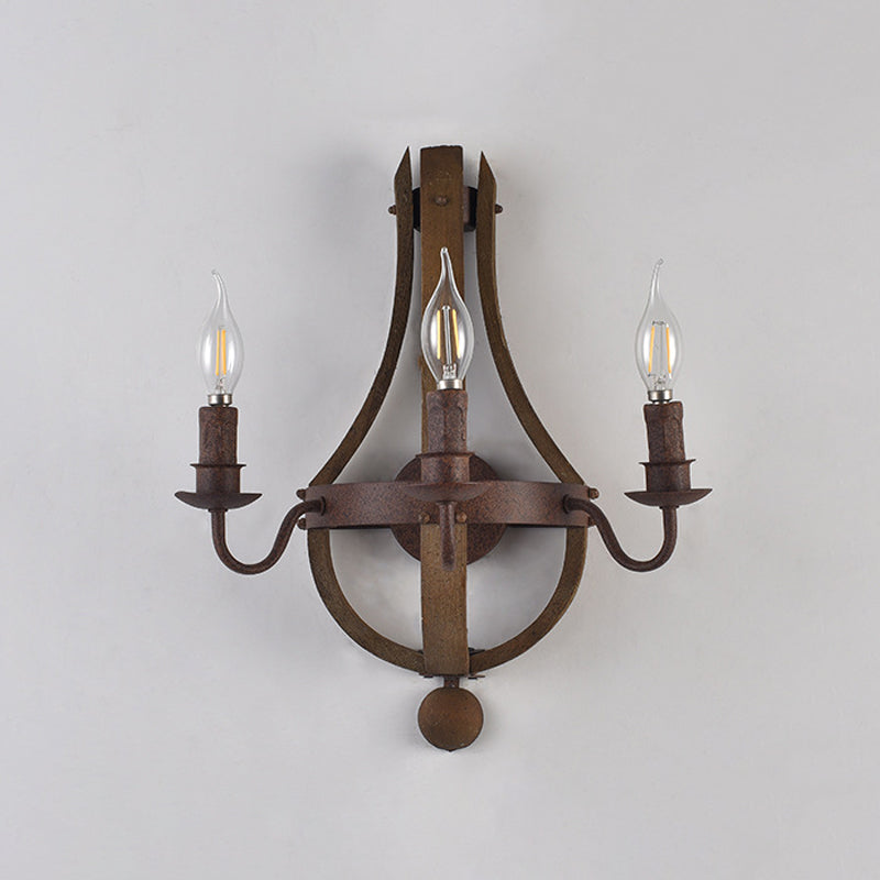 Rustic Candle Metal Sconce Light - 8/11.5/15 Wide Country Style 1/2/3 Lights Dining Room Wall