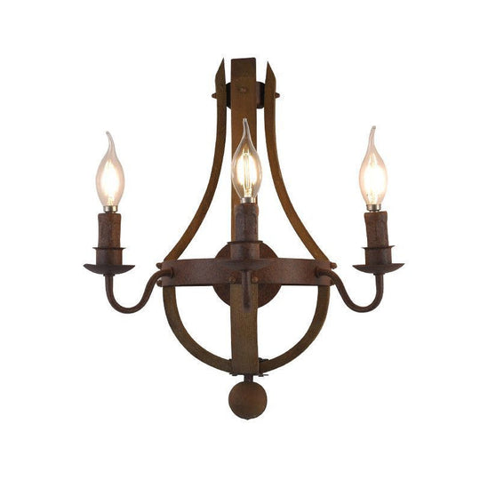 Rustic Candle Metal Sconce Light - 8/11.5/15 Wide Country Style 1/2/3 Lights Dining Room Wall