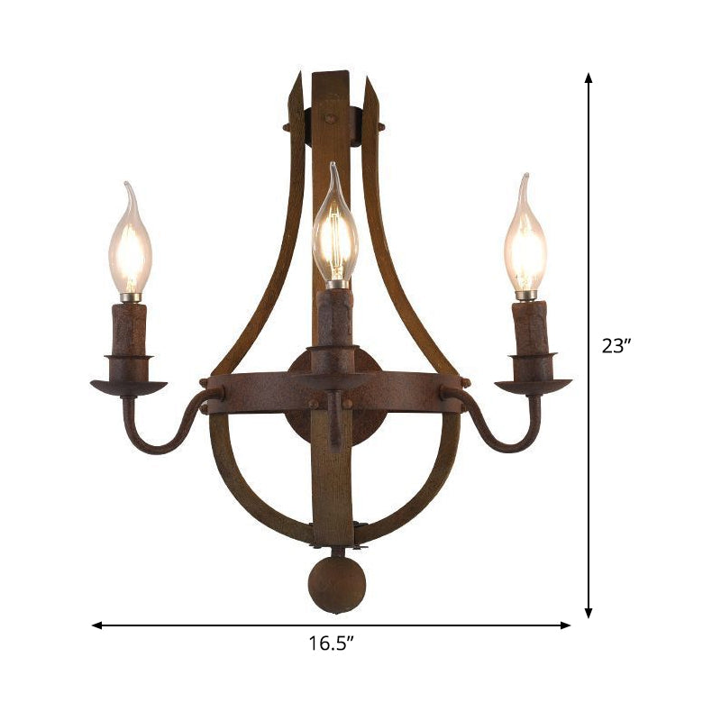 Rustic Candle Metal Sconce Light - 8/11.5/15 Wide Country Style 1/2/3 Lights Dining Room Wall