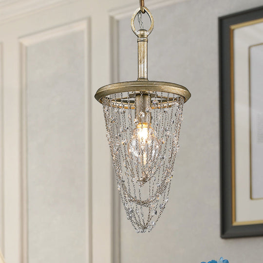 Traditional Brown Crystal Pendant Light Fixture - Ideal For Corridor Lighting