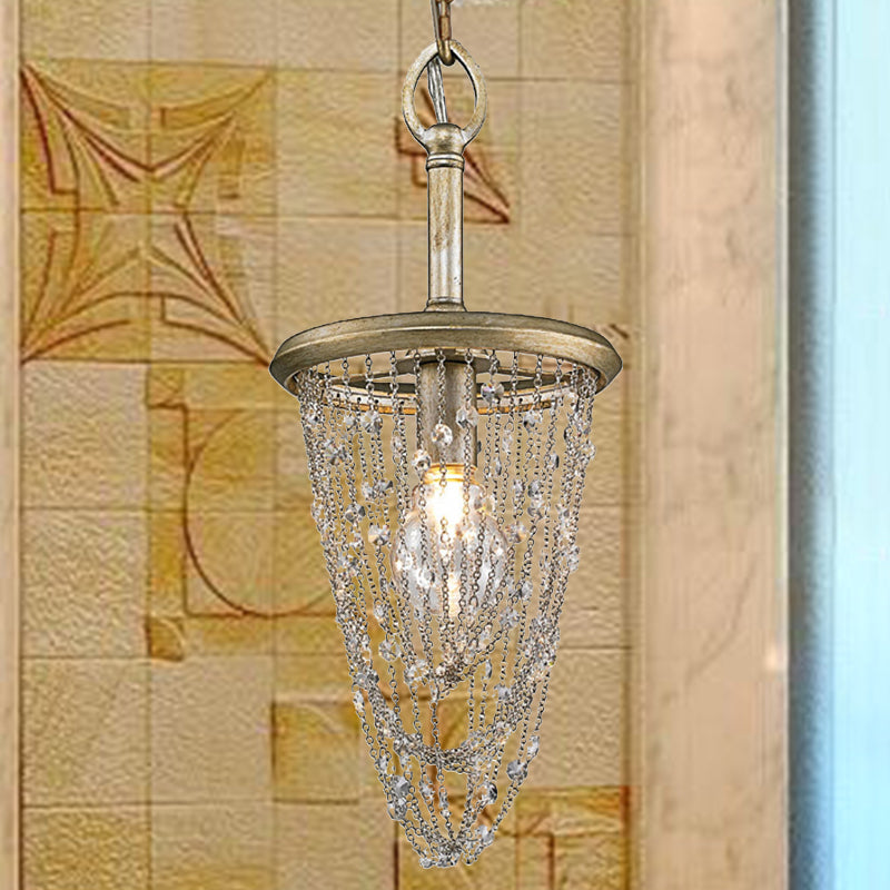 Traditional Brown Crystal Pendant Light Fixture - Ideal For Corridor Lighting