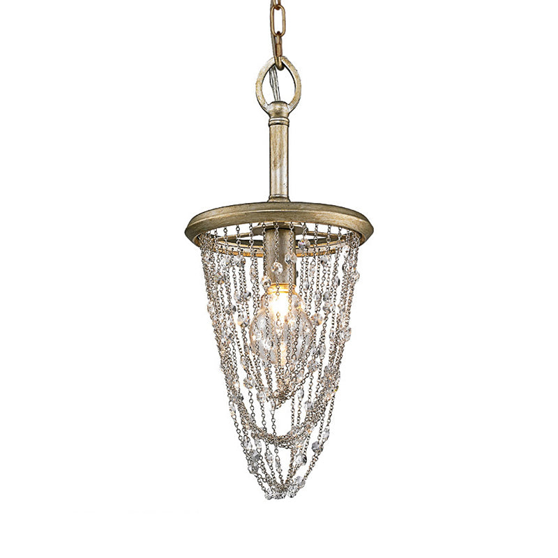 Traditional Brown Crystal Pendant Light Fixture - Ideal For Corridor Lighting