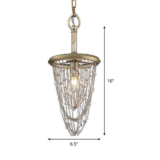 Traditional Brown Crystal Pendant Light Fixture - Ideal For Corridor Lighting