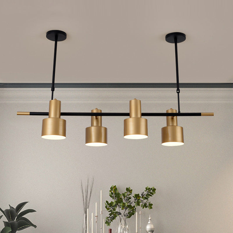 Traditional Gold Pendant Light With Drum Shade - 4/5 Lights For Dining Room Island