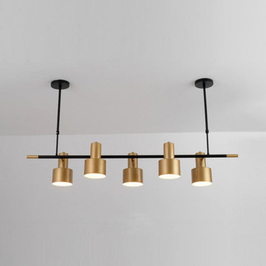 Traditional Gold Pendant Light With Drum Shade - 4/5 Lights For Dining Room Island 5 /