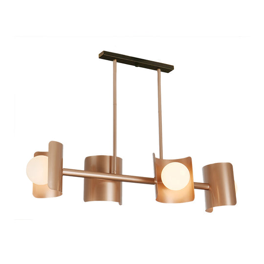 Molecule Dining Room Pendant Light: Traditional Metal 4-Light Rose Gold Hanging Lamp