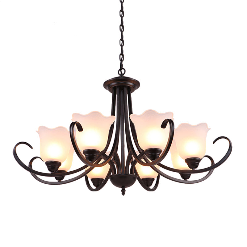 Black Frosted Glass Chandelier - Traditional Bell Design Ideal For Living Room Multiple Bulb Options