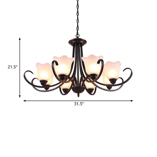 Black Frosted Glass Chandelier - Traditional Bell Design Ideal For Living Room Multiple Bulb Options