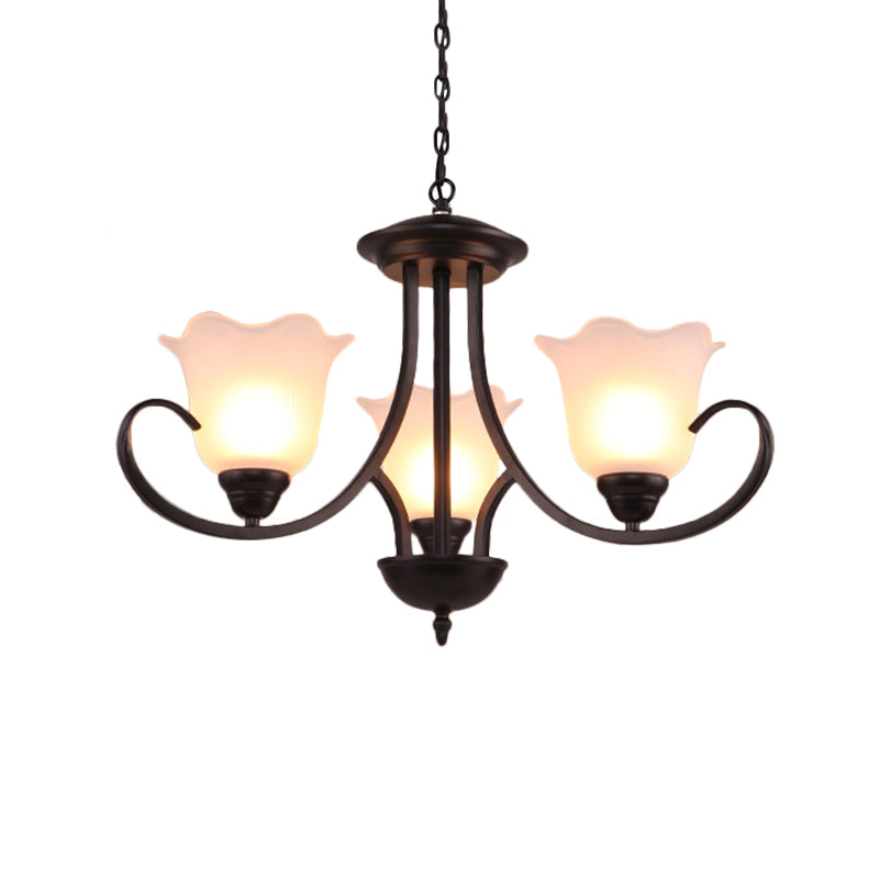 Black Frosted Glass Chandelier - Traditional Bell Design Ideal For Living Room Multiple Bulb Options