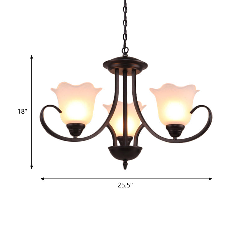 Black Frosted Glass Chandelier - Traditional Bell Design Ideal For Living Room Multiple Bulb Options