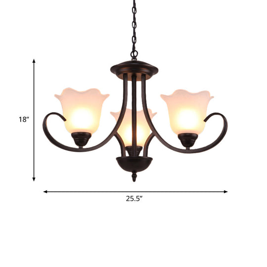 Black Frosted Glass Chandelier - Traditional Bell Design Ideal For Living Room Multiple Bulb Options