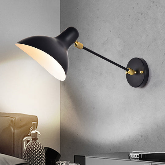 Modern Duckbill Sconce In Metallic Black/Grey - 1 Light Wall Lamp For Living Room Black