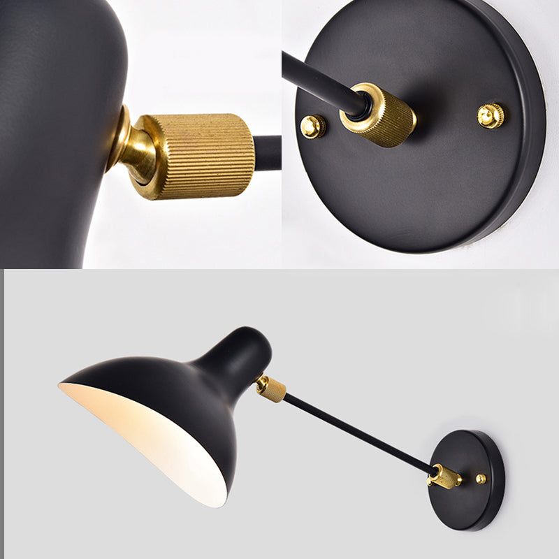 Modern Duckbill Sconce In Metallic Black/Grey - 1 Light Wall Lamp For Living Room