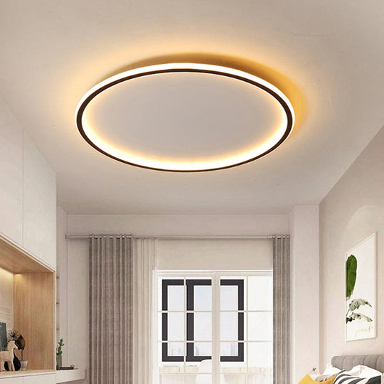 Nordic Style Led Disc Ceiling Light - Aluminum Black Flush Lamp Remote Control Dimming 16/19.5/23.5