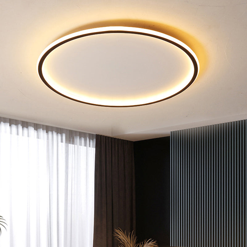 Nordic Style Led Disc Ceiling Light - Aluminum Black Flush Lamp Remote Control Dimming 16/19.5/23.5