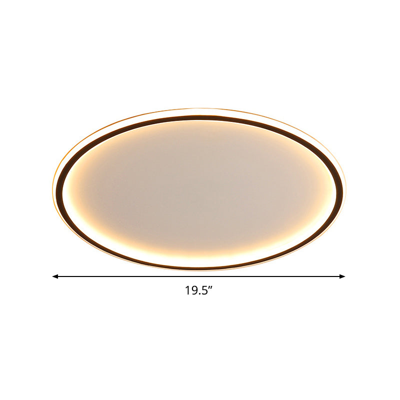 Nordic Style Led Disc Ceiling Light - Aluminum Black Flush Lamp Remote Control Dimming 16/19.5/23.5