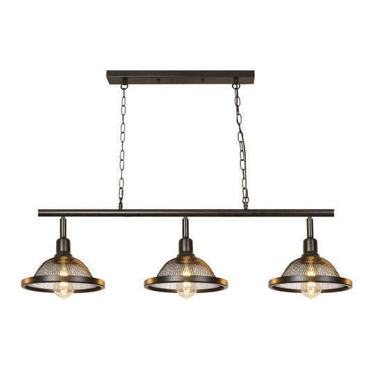 Farmhouse Metal Pendant Island Chandelier In Black For Dining Room With 3/4 Lights