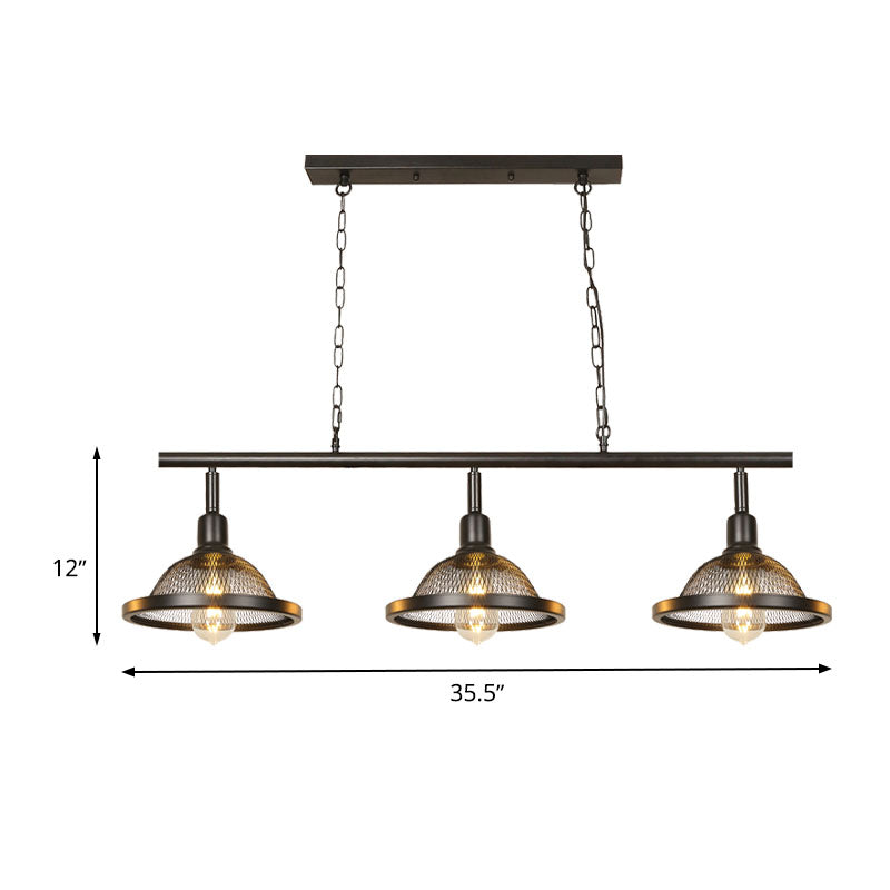 Farmhouse Metal Pendant Island Chandelier In Black For Dining Room With 3/4 Lights