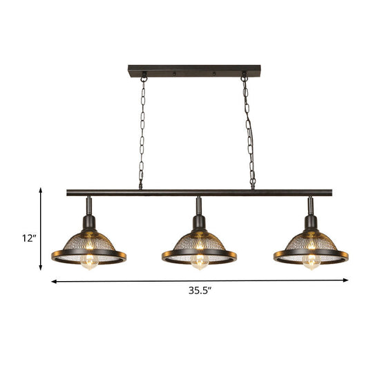 Farmhouse Metal Pendant Island Chandelier In Black For Dining Room With 3/4 Lights