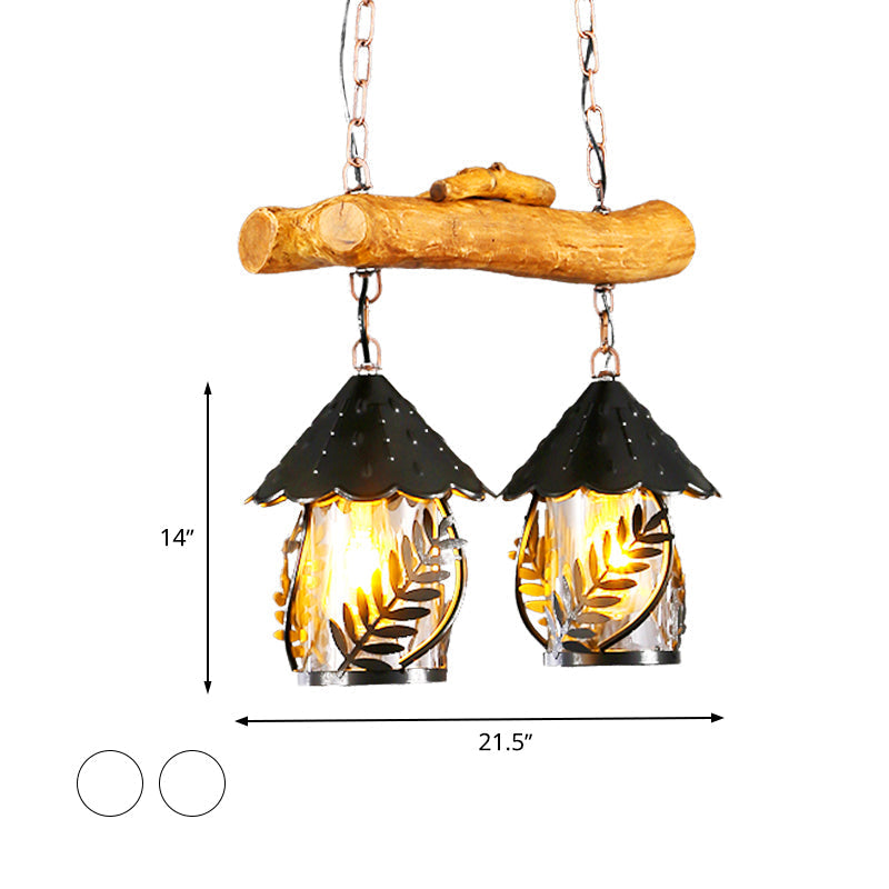 Farmhouse Black Hanging Lamp For Restaurant Island Lighting With 3 Lights Cylinder White