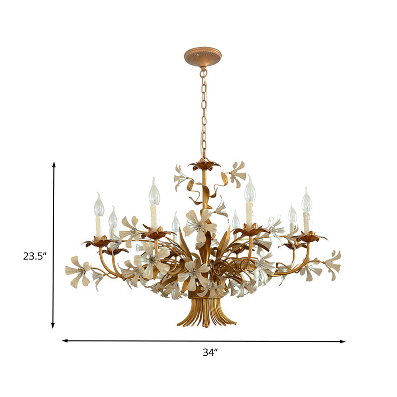 8-Head Metal Chandelier Lamp: Brass Candlestick Bedroom Suspension Light Fixture