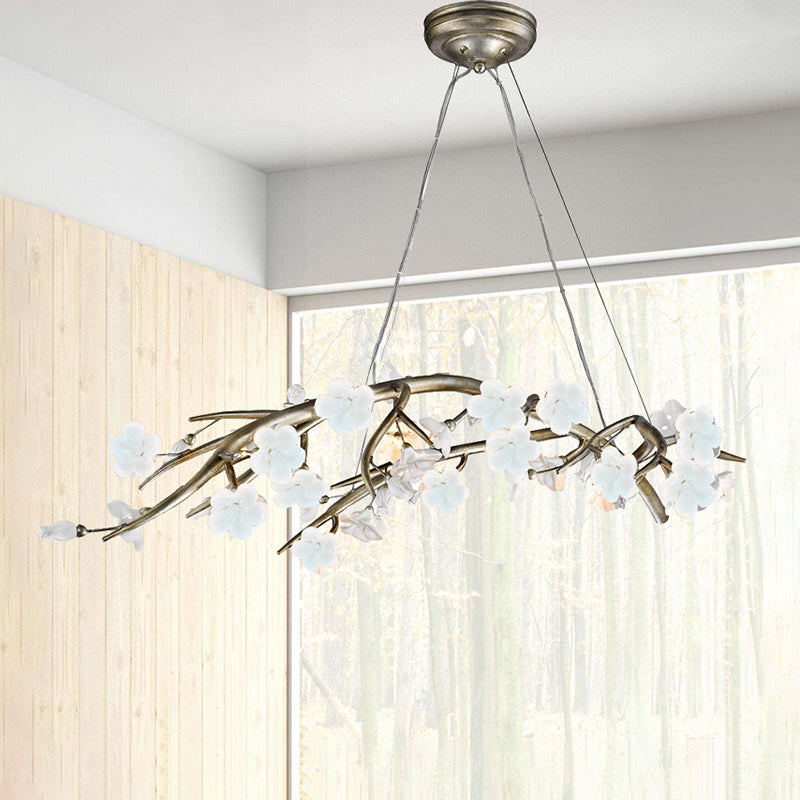 Rustic 9-Light Flower Chandelier In Silver - Bedroom Hanging Lamp Kit