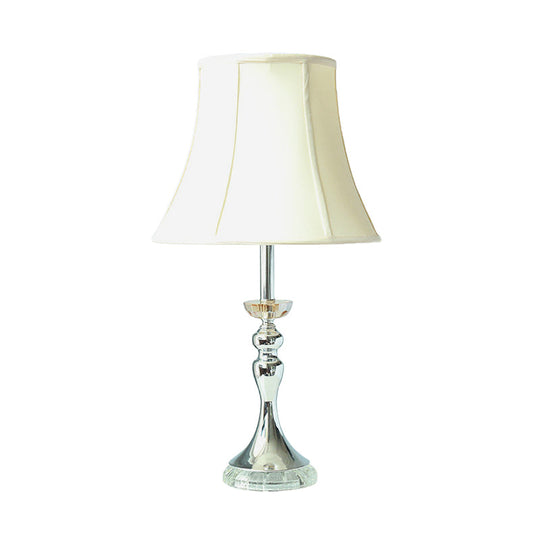 White Bell Night Lamp With Clear Crystal Accent For Bedroom Table