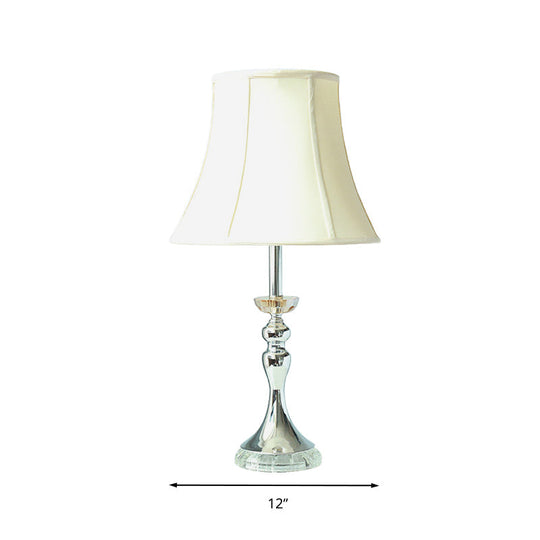 White Bell Night Lamp With Clear Crystal Accent For Bedroom Table