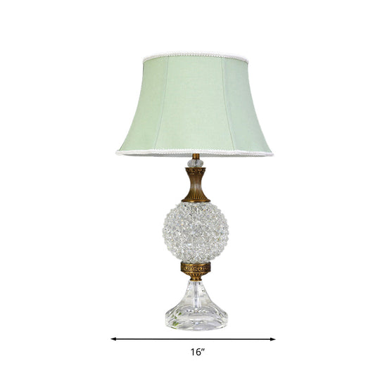 Light Green Crystal Table Lamp With Globe Shape And Led Bulb - Traditional Nightstand