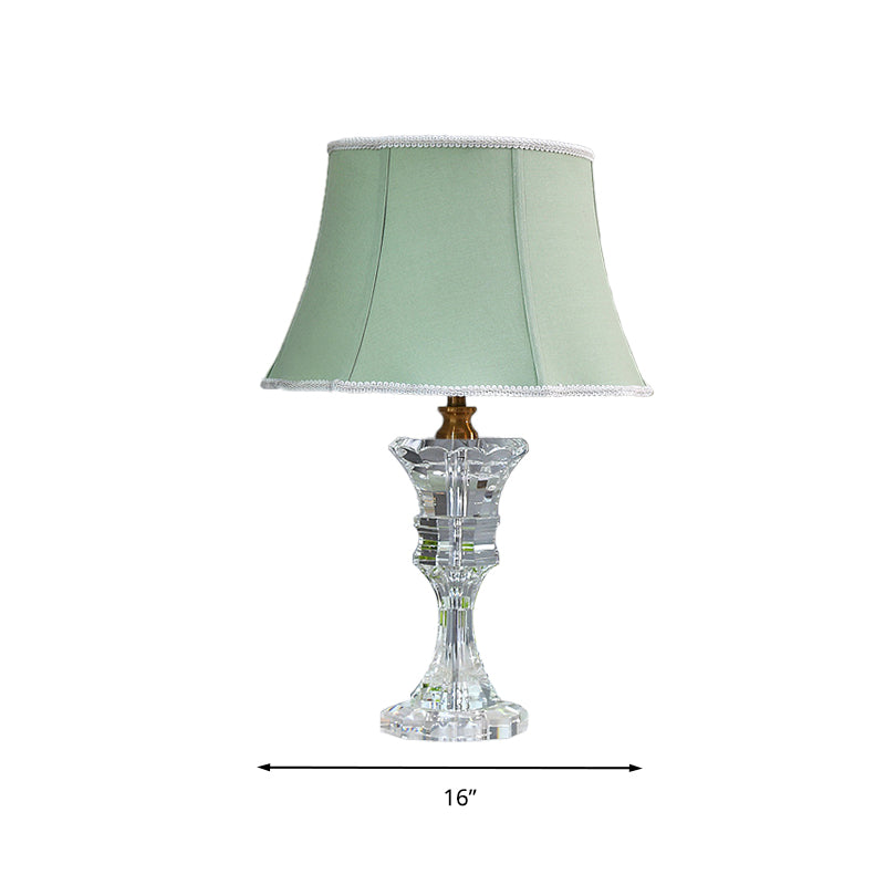 Traditional Green Bell Night Light Table Lamp With Crystal Base - Ideal For Bedrooms