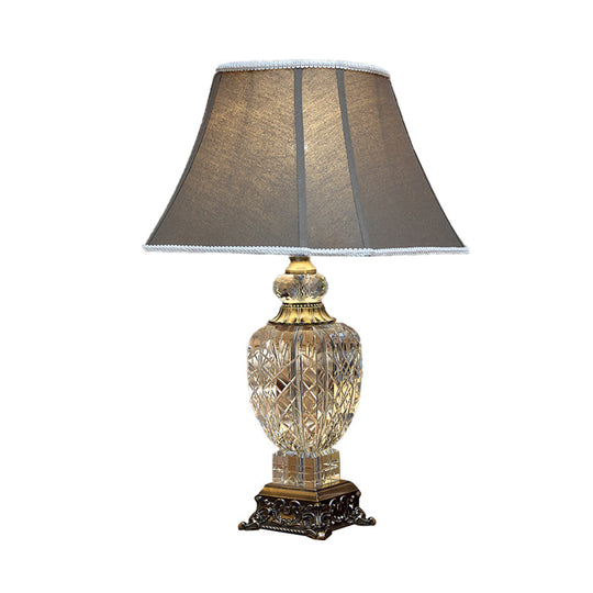 Clear Crystal Night Light Table Lamp - Traditional Brown Urn Shape With Carved Base