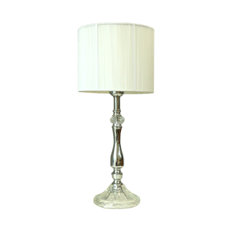 Simple Fabric White Table Lamp With Crystal Base - Perfect For Living Room Ambiance